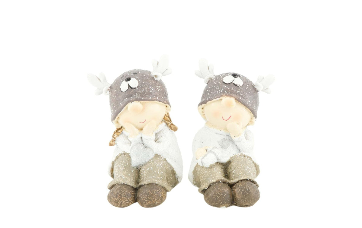 CHALET Dekofigur Alba u. Albert 2er Set 6x4x7cm grau