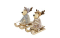 CHALET Renntier Leander Schlitten 2er Set 13x5.5x12cm natur/grau