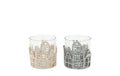 CHALET Teelichthalter Bielefeld 2er Set 7.3x0x8cm grau/creme