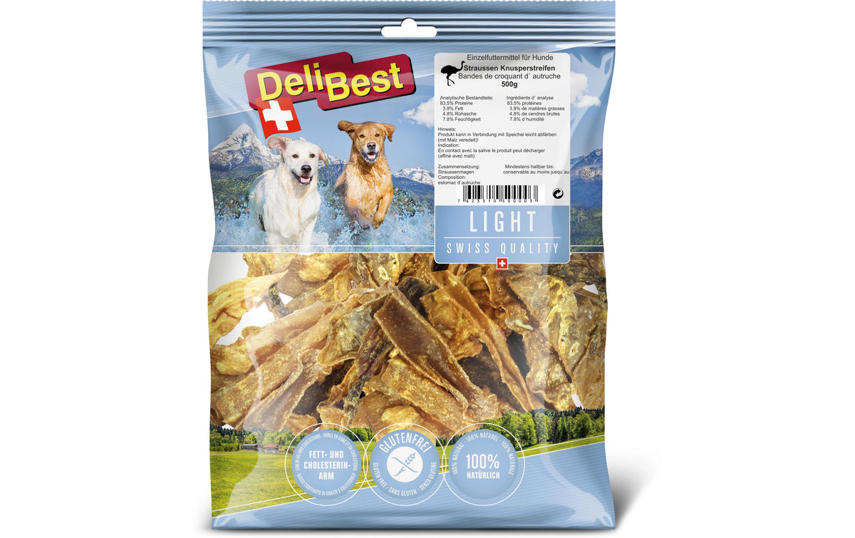 Delibest Light Straussen Knusper Streifen gourmet, 500g