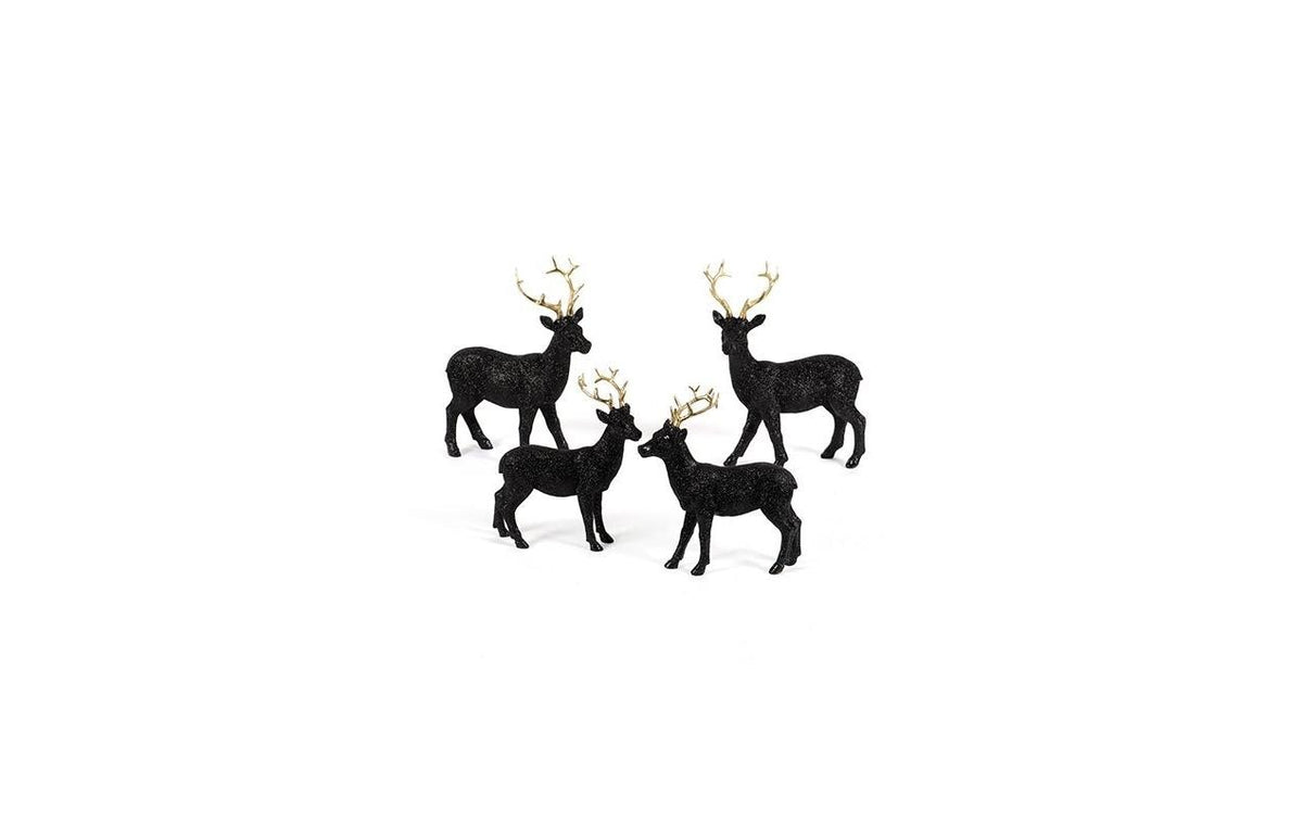 CHALET Poly-Hirsch stehend 2 Modelle 14x6xh16cm schwarz-gold
