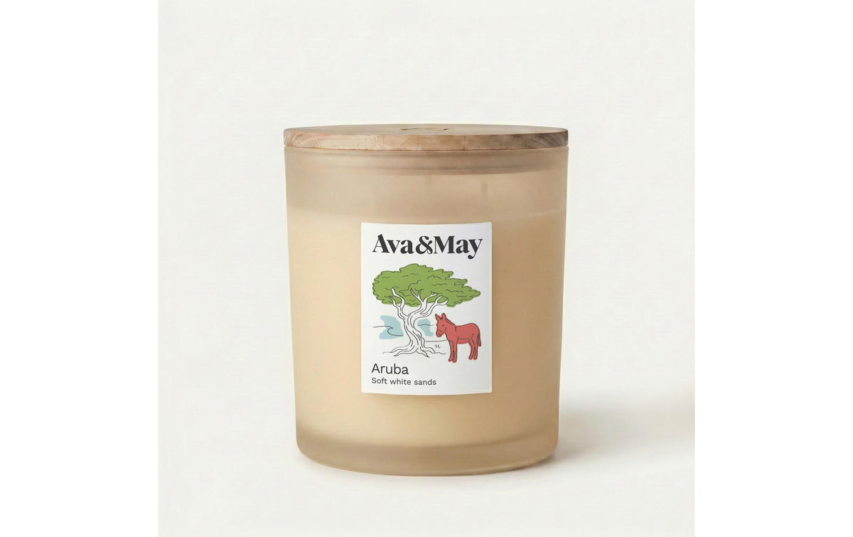 AVA & MAY Duftkerze Aruba, 550 gr Brenndauer 70h, 100% pflanzlicher Wachs