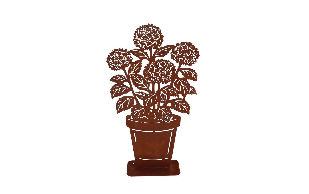 Esschert Rost Hortensie in Blumentopf
