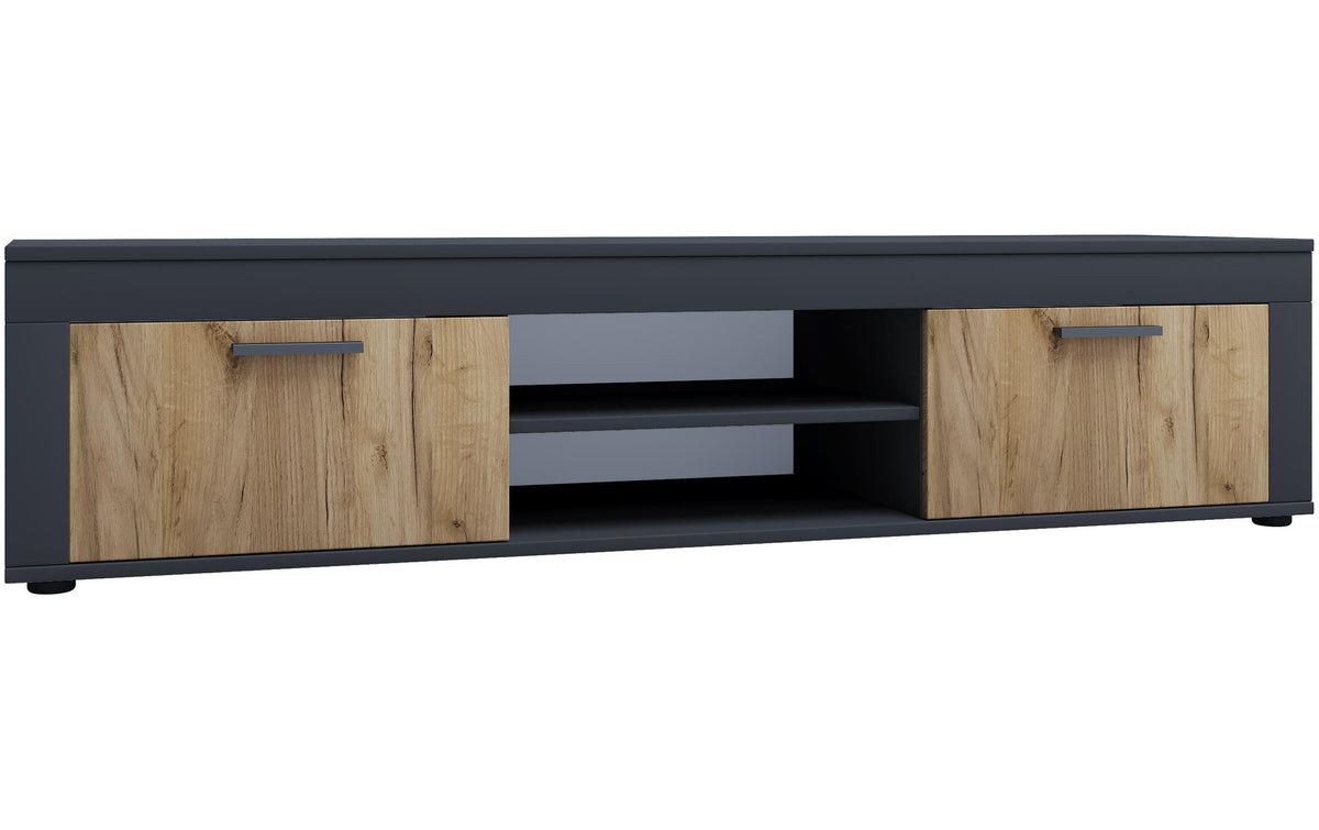 VCM TV Möbel Lowboard Usilo XL Anthrazit/Honig-Eiche