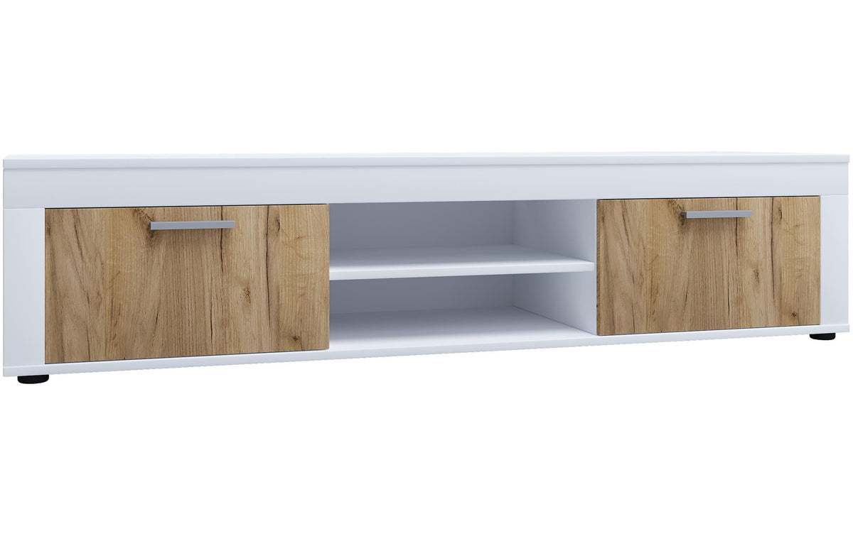 VCM TV Möbel Lowboard Usilo XL Weiss/Honig-Eiche