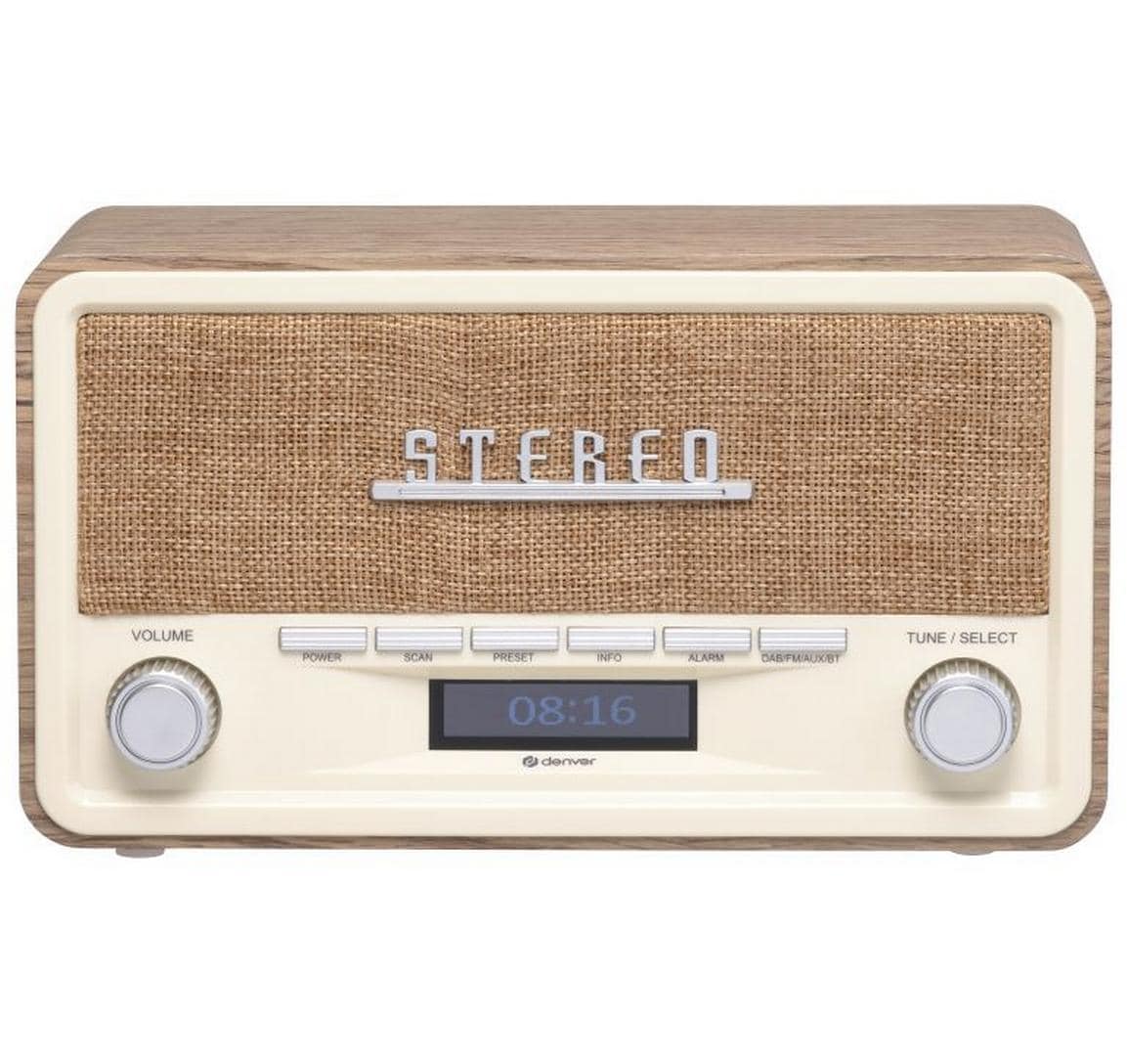Denver DAB-18LW DAB+ FM Retro Echtholzgehäuse Bluetooth AUX