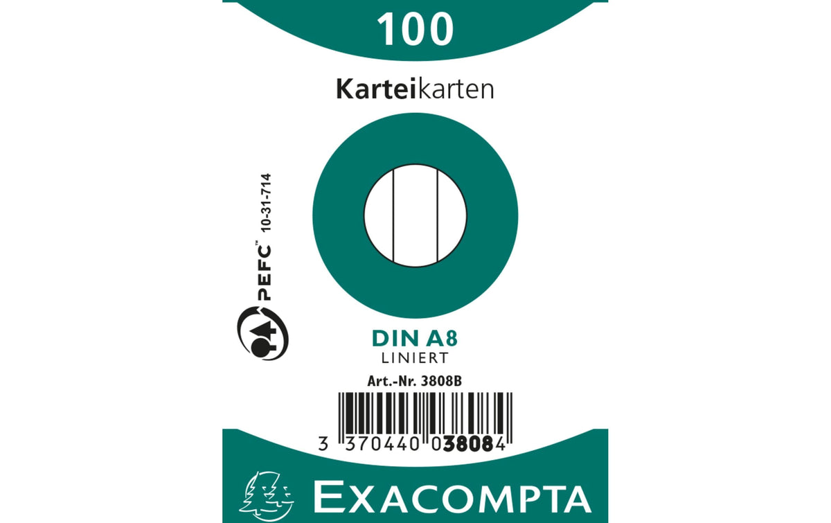 Exacompta Karteikarten A8, weiss 100 Stück, liniert