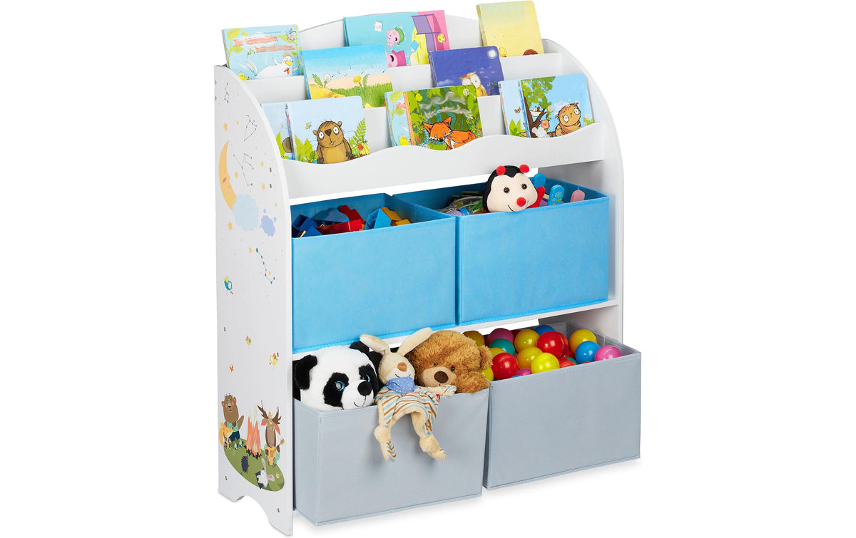 Relaxdays Kinderregal mit 4 Stoffboxen H x B x T: ca. 98 x 82,5 x 30 cm