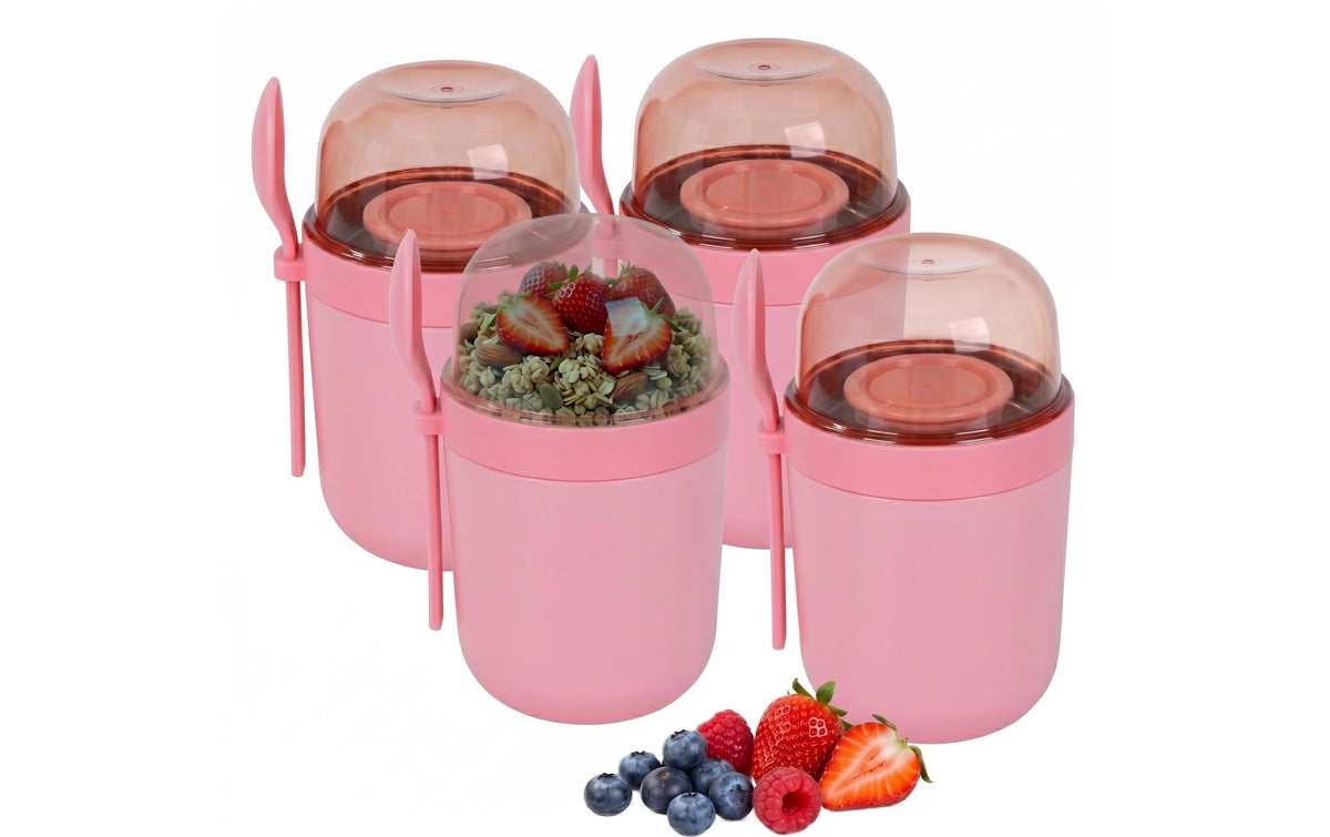 Relaxdays Müslibecher to go 4er Set, Pink
