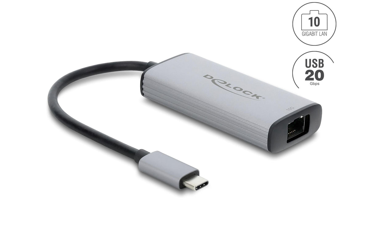 Delock Netzwerk Adapter USB Type-C, 10 Gigabit LAN, 1 x RJ45