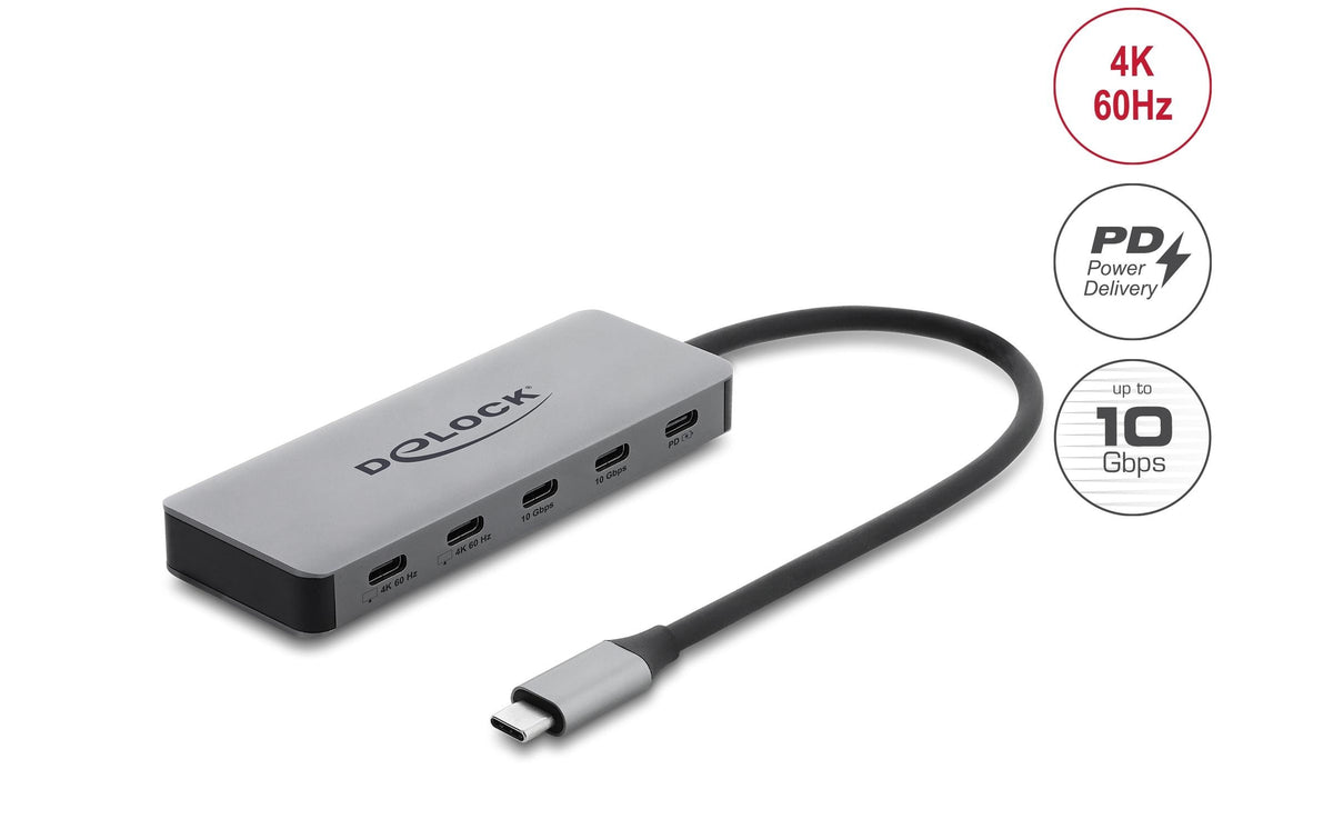 Delock USB Hub 2 Port USB 10 Gbps, 2 Port USB-C, 4K, PD