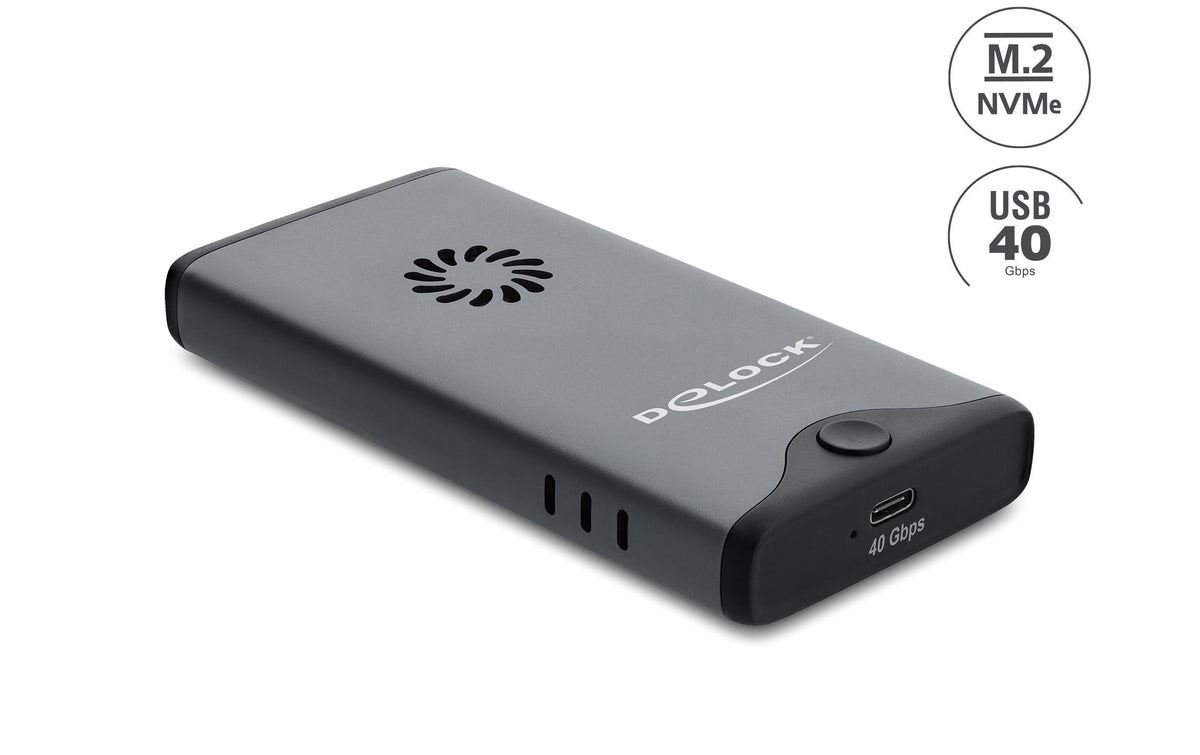 Delock M.2 NVMe PCIe SSD Gehäuse USB Type-C, 40 Gbps, mit Lüfter
