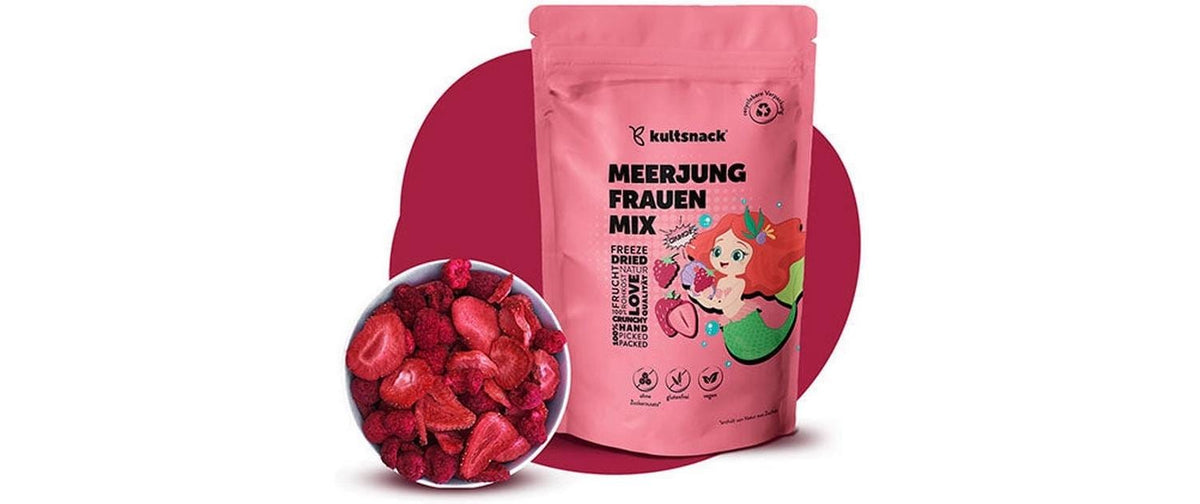 Kultsnack Meerjungfrauen Mix 100g / Gefriergetr.Erdbeeren + Himbeeren