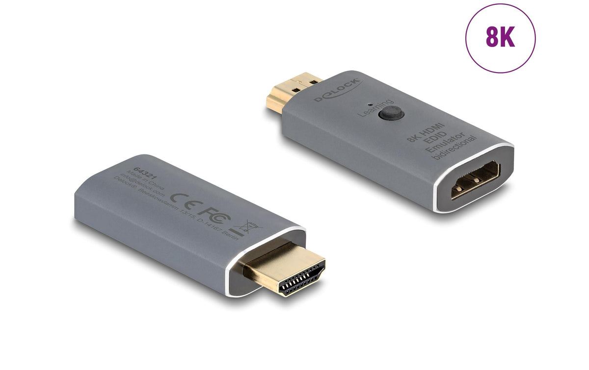Delock 8k HDMI EDID Emulator bidirektional bis 7680x4320@60Hz, simuliert einen Monitor