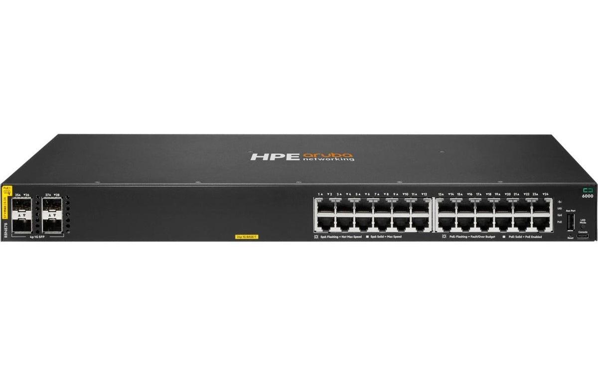 HPE Aruba R8N87B CX 6000 24P PoE 370W PoE Leistung, 4x SFP