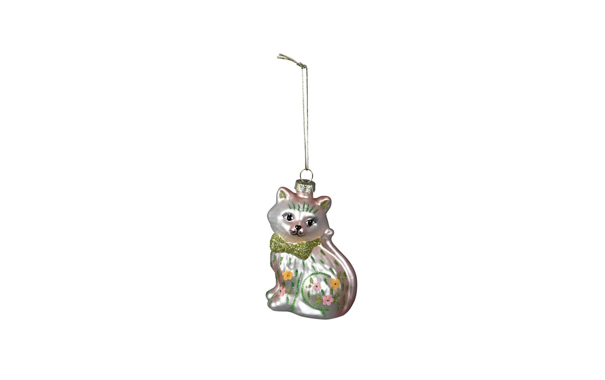 COCON Xmas Hänger Katze, Box à 3 Stk. bunt, Glas, 6.5x4.5xH9.5cm