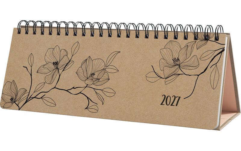 Jolie Tischkalender 2027 Black Magnolia 1/2 A4 quer, 126 Seiten, FSC-zertifiziert
