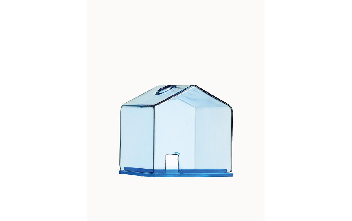 ChicMic Windlicht-Weihnachtshaus L Blau, 8x8x8.4cm