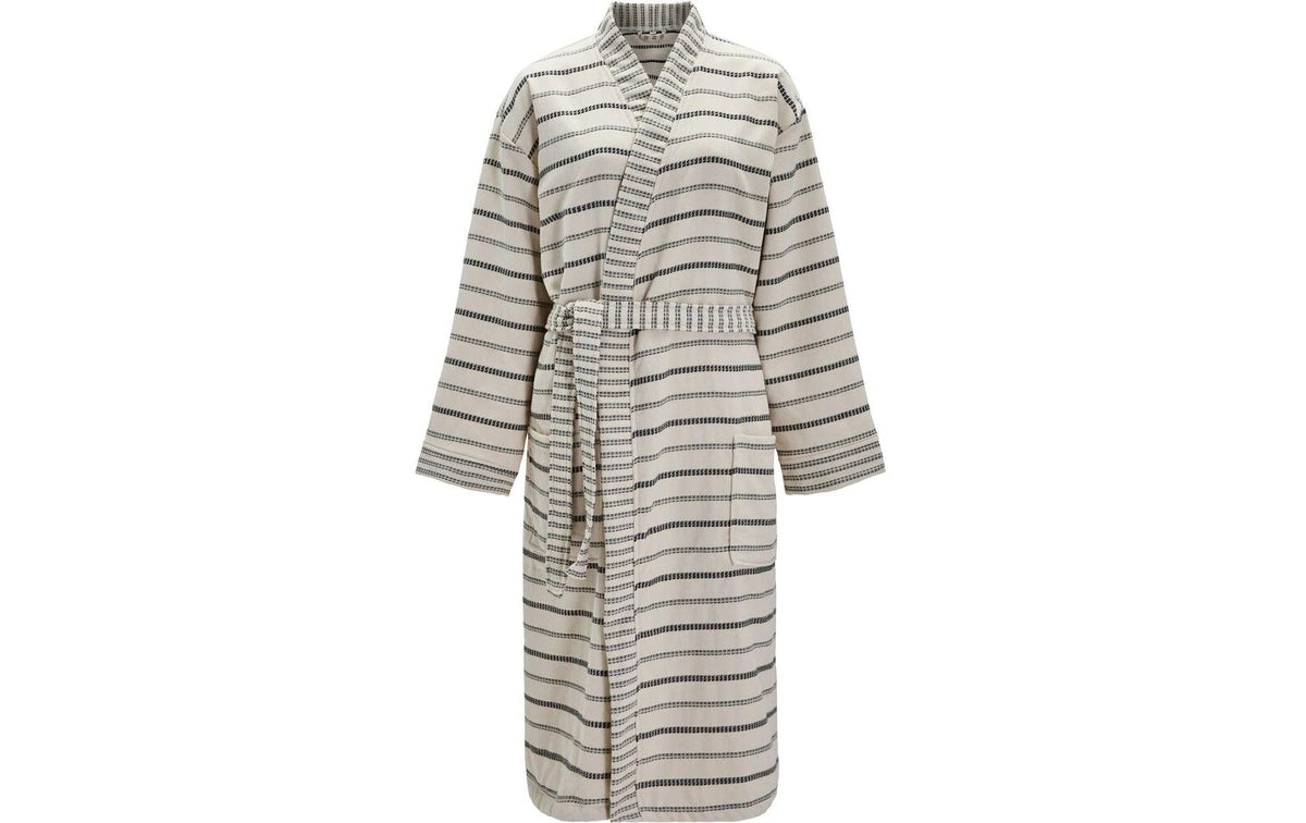 meraki Bademantel True, L/XL Weiss-Schwarz, Unisex, Baumwolle