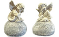 Dameco Grabdekoration Engel, 2er Set Grau, Polyresin, 4.2x5.8x8 cm (LxBxH)