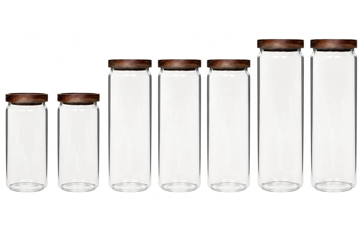 COCON Vorratsdose rund 1500, 1300, 700 KIT Glas,  Deckel Akazie