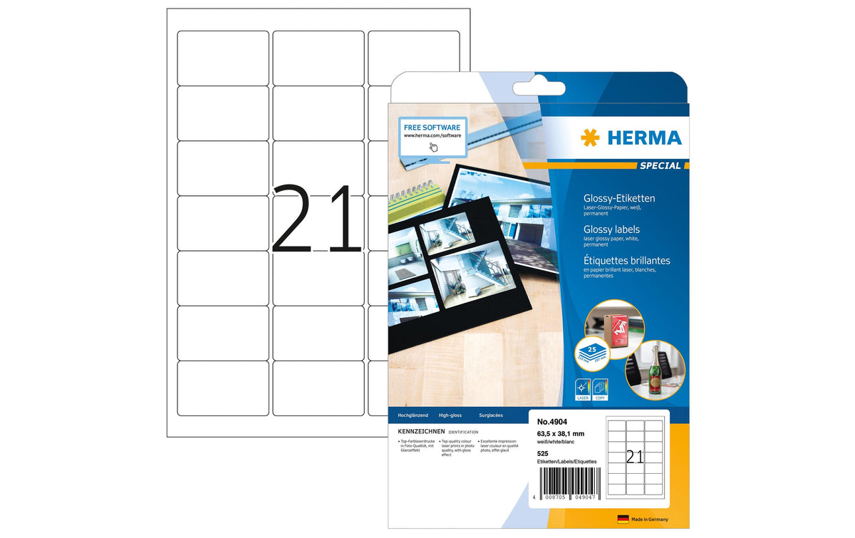 HERMA Etiketten A4, 63.5 x 38.1 mm, weiss, permanent