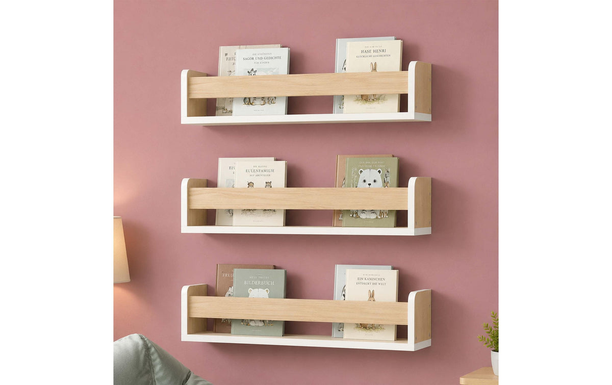 Relaxdays Kinderregal Wand im 3er Set Braun