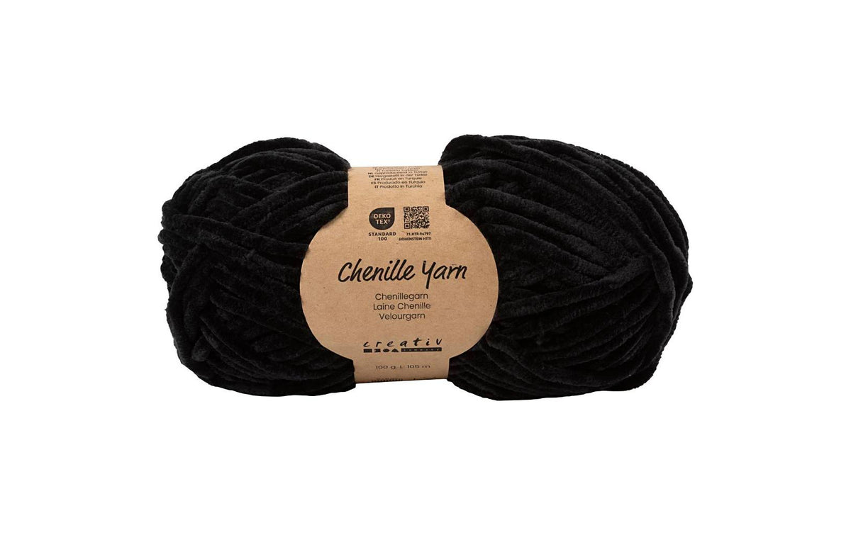 Creativ Company Veloursgarn Polyestervelours Schwarz 100 g