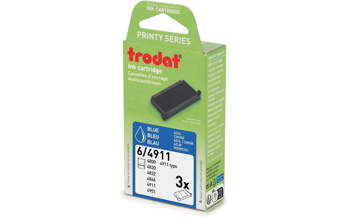 Trodat Ersatzkissen 6/4911 blau, 3 Stk Zu Printy  4911,4911,Typom.4820,4822, 4846