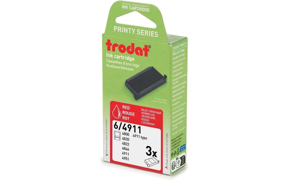 Trodat Ersatzkissen 6/4911 rot, 3 Stk Zu Printy  4911,4911,Typom.4820,4822, 4846