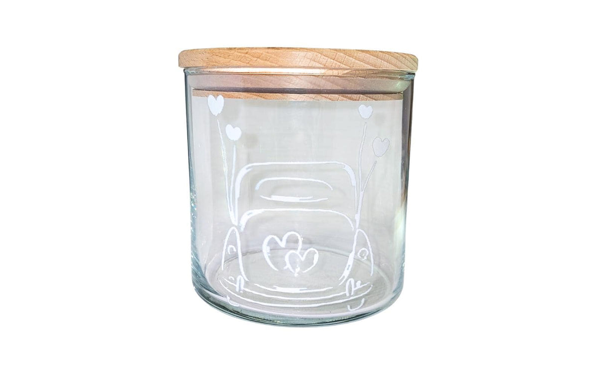 Wunderle Glasdose Hochzeit H 10,7cm, D 10,5cm, 530ml Volumen
