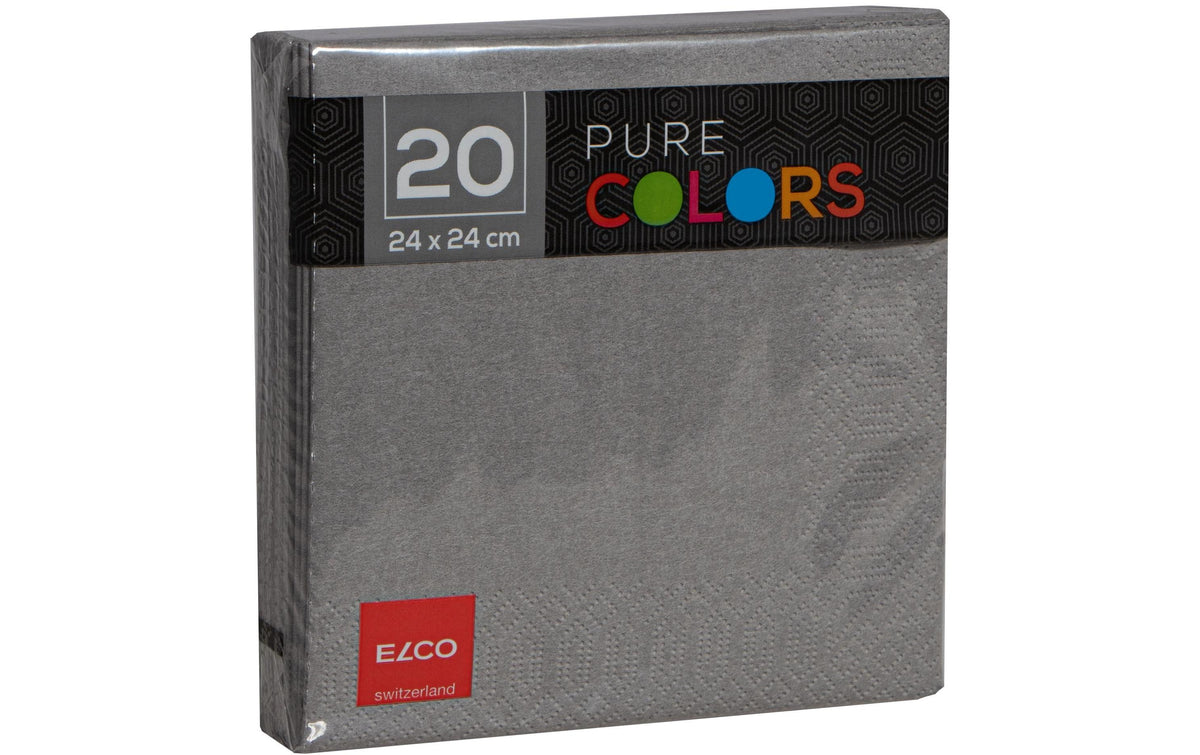 ELCO Servietten 24x24cm, 20 Stück Grau, 3-lagig, Zellstoff