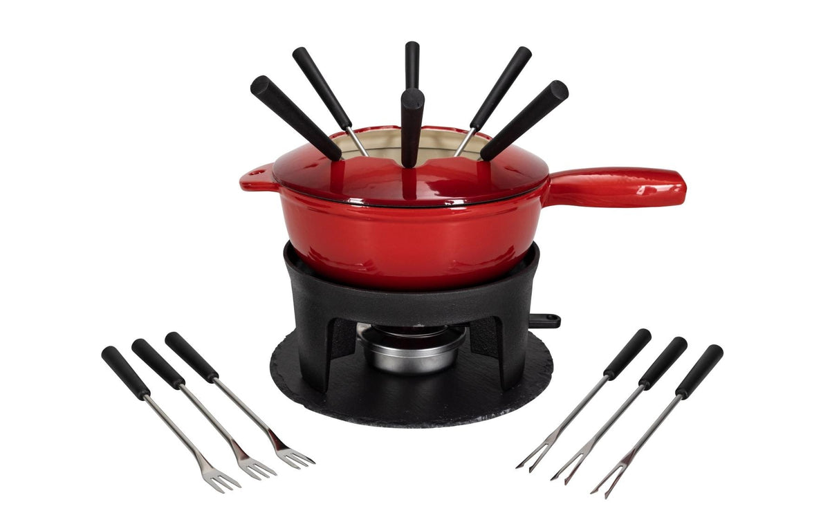 Nouvel Fondue - Set "two in one", rot schwarz, 16-teilig