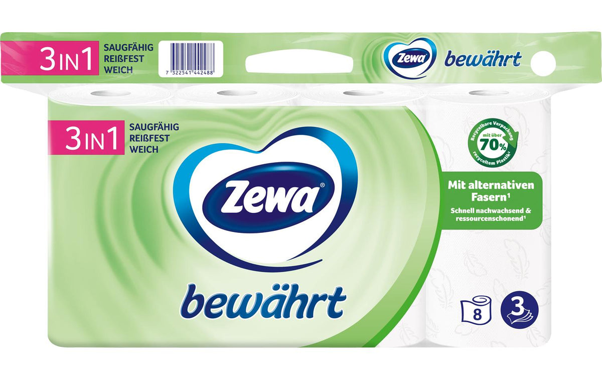 Zewa Ultra Soft  4-lg. mit Strohzellstoff 8 x 150