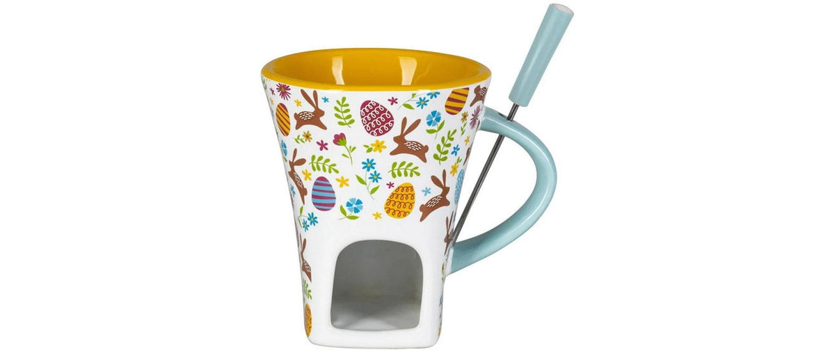 Nouvel Schokoladenfondue - Set "easter world",weiss/gelb, 3-teilig
