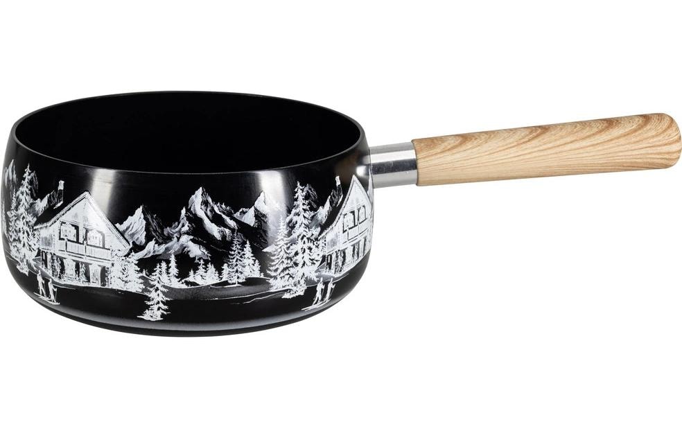 Nouvel Käsefondue - Caquelon Chaletzauber Aluguss m. Bakelitgriff, schwarz, 8.5 cm