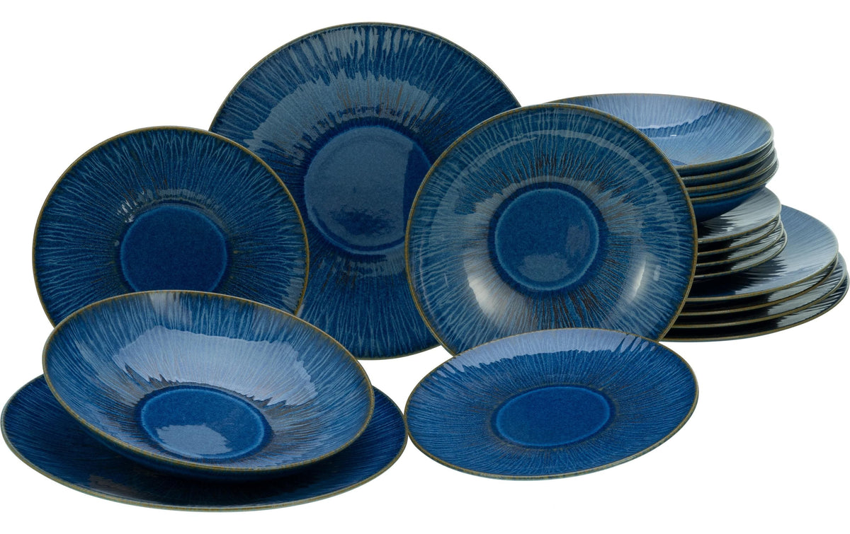 CreaTable Sea Breeze Blue Tellerset 18-tlg. Steinzeug