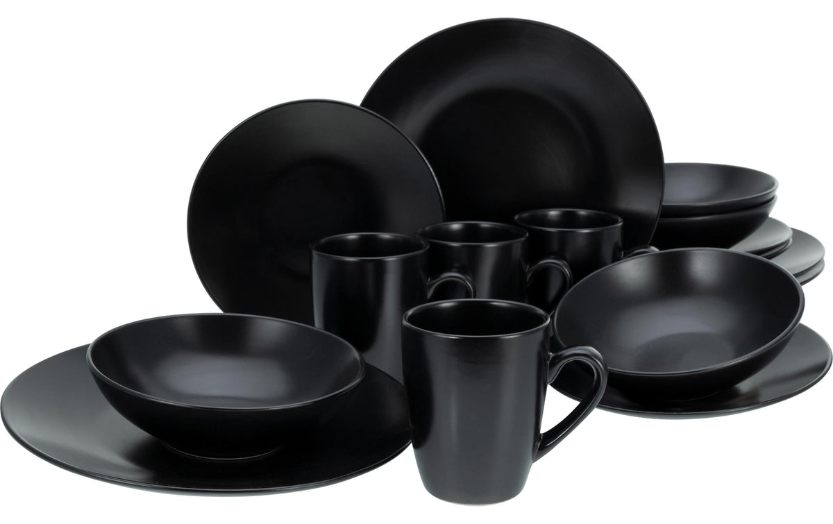 CreaTable Black Matt Black Kombiservice 16-tlg. Steinzeug