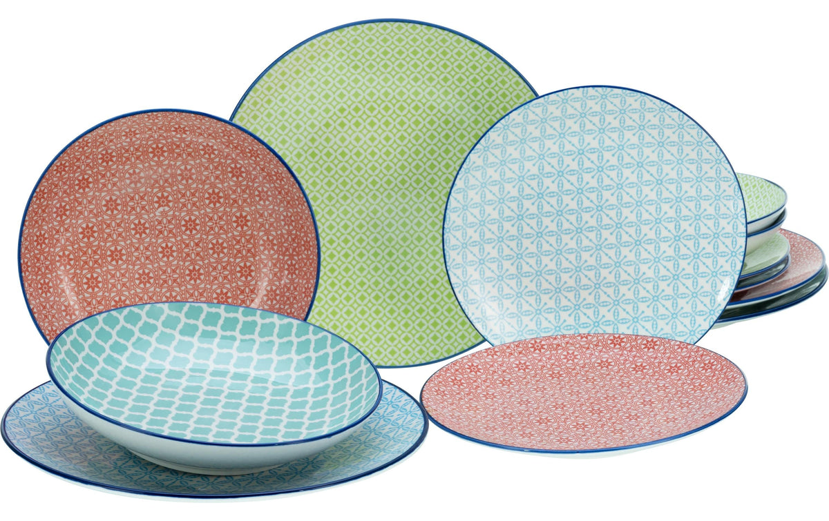 CreaTable Mediterran Bunt Tellerset 12-tlg. Steinzeug