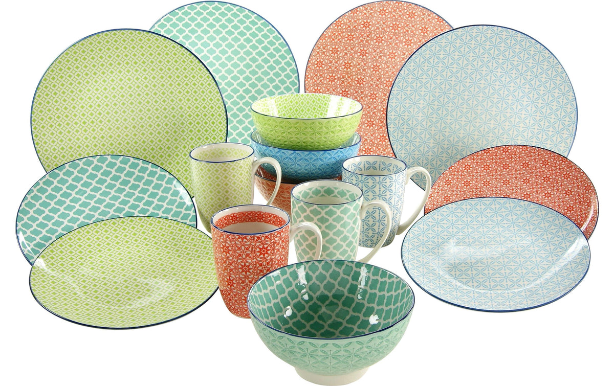 CreaTable Mediterran Bunt Kombiservice 16-tlg. Steinzeug