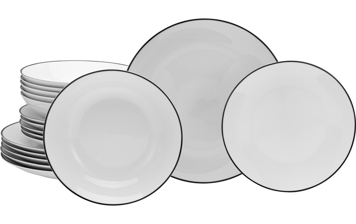 CreaTable Luna Black Line Tellerset 18-tlg. Porzellan