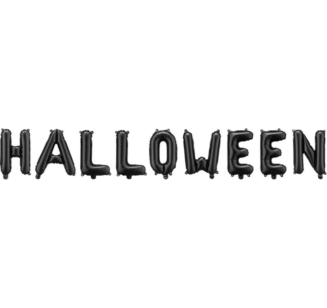 Partydeco Folienballon Halloween schwarz, 230 x 35 cm, inkl. Strohhalm
