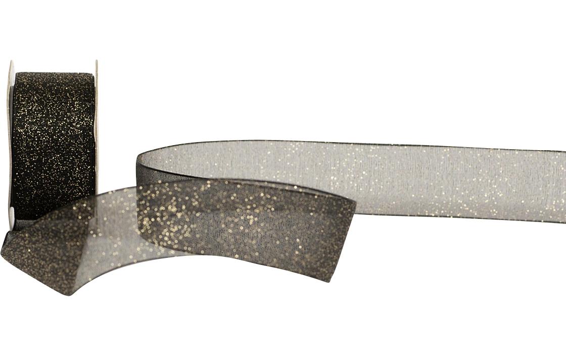 Spyk Geschenkband Glam schwarz-gold, B: 25 mm, L: 3 m