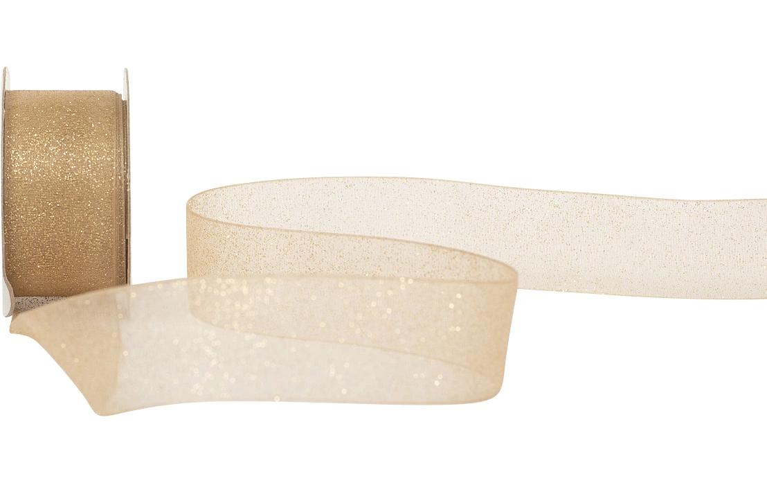 Spyk Geschenkband Glam schlamm-gold, B: 25 mm, L: 3 m
