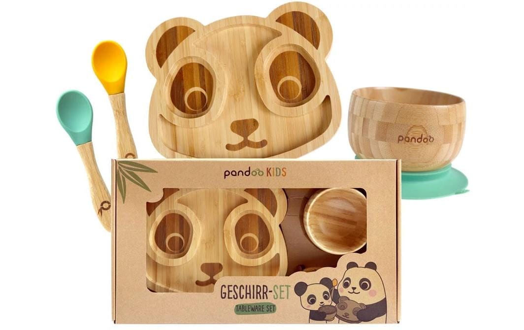 pandoo Kindergeschirrset Bambus, Silikon