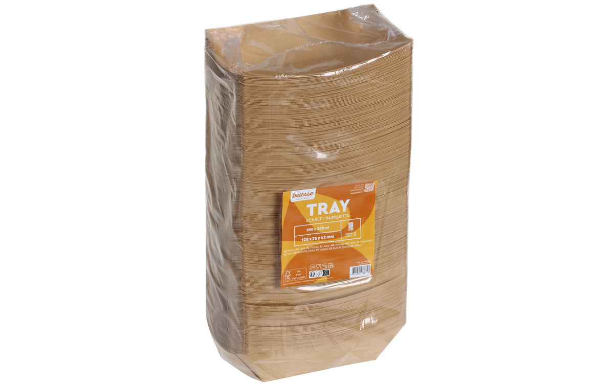 belesse Schale Boot Kraft/PE 500ml 250 Stk, braun, 128x75x42mm