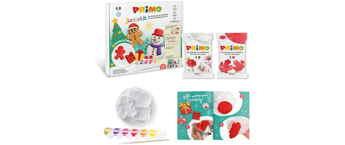 Primo Juniorkit Christmas Set Modelliermasse, Farbe, Pinsel, Form