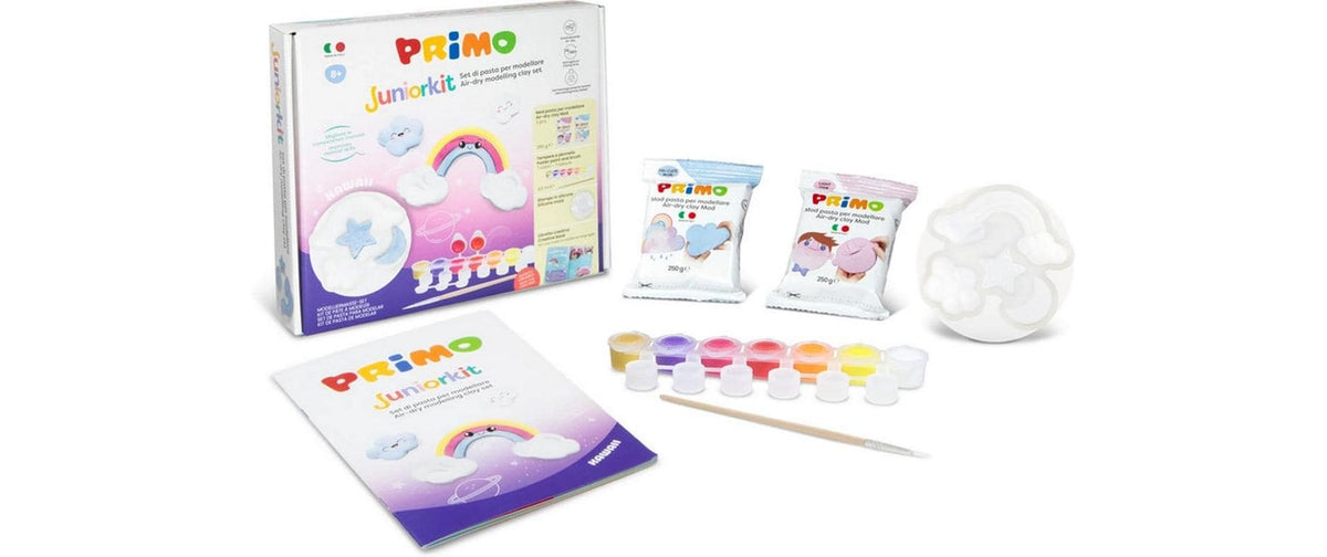 Primo Juniorkit Kawaii Set Modelliermasse, Farbe, Pinsel, Form