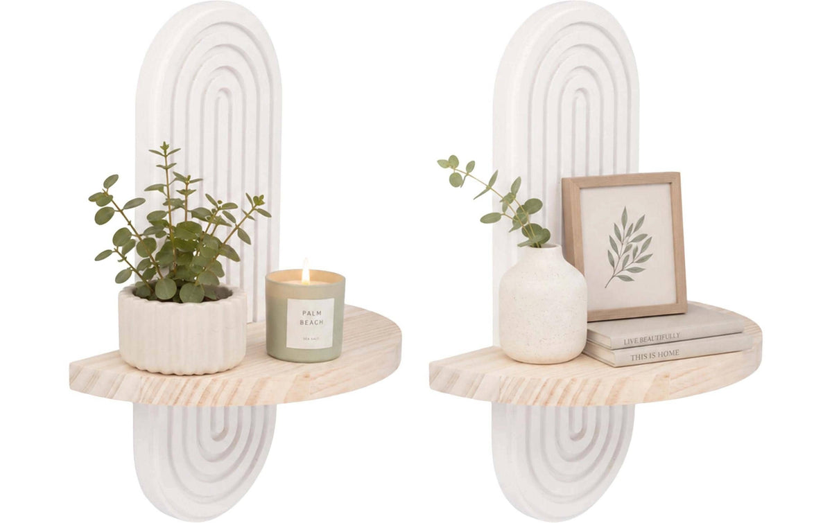 Relaxdays Wandregal Boho 1 Ablage 2er Set, Weiss