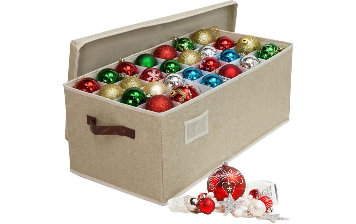 Relaxdays Weihnachtskugeln Aufbewahrungsbox Beige